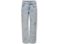 Kids ONLY light blue denim star straight dad jeans